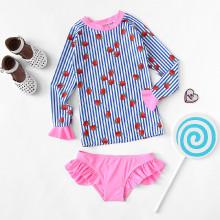 Shein Girls Striped Ruffle Two Piece Swimwear