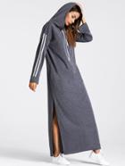Shein Tape Detail Slit Side Marled Hoodie Dress