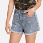 Shein Mixed Print Frayed Hem Shorts