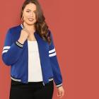 Shein Plus Zip-up Varsity Striped Jersey Jacket