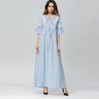 Shein Floral Embroidered Hollow Out Ruffle Sleeve Dress