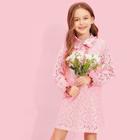 Shein Girls Ruffle Detail Button Neck Dress