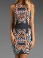 Shein Sleeveless Vintage Print Bodycon Dress