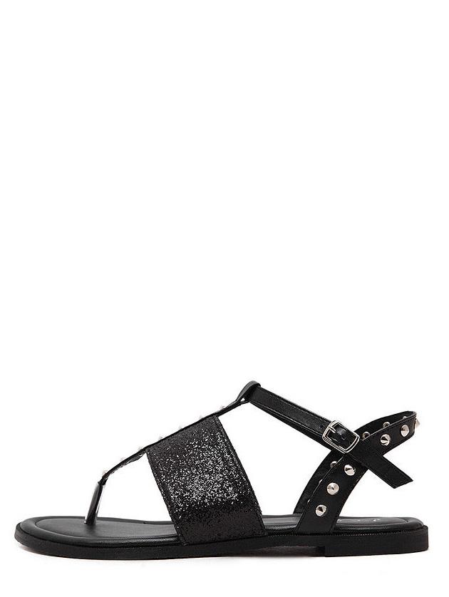 Shein Black Rivet Buckle Strap Flip Sandals
