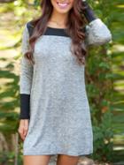 Shein Grey T-shirt Dress With Contrast Panels
