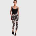 Shein Striped Floral Tie Waist Trousers