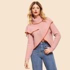 Shein Contrast Tipping Overlap Front Sweater