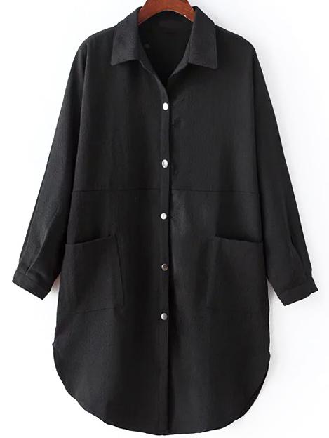 Shein Black Pocket Shirt Dress