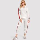 Shein Quarter Zip Top With Contrast Striped Side Pants