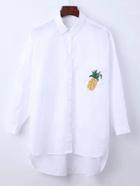 Shein Pineapple Embroidered High Low Blouse With Sequin