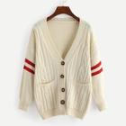 Shein Single Breasted Contrast Trim Sweater