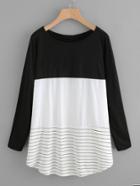 Shein Color Block Striped Tee