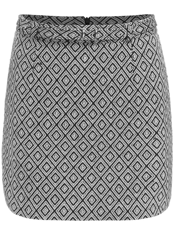 Shein Black White Diamond Patterned Skirt