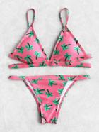 Shein Plant Print Triangle Bikini Set