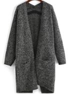 Shein Dark Grey Long Sleeve Pockets Loose Sweater Coat