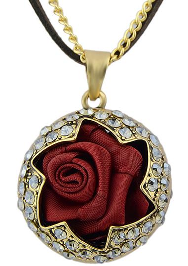 Shein Gold Diamond Rose Necklace
