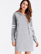 Shein Varsity Striped Marled Hoodie Dress
