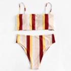 Shein Striped Adjustable Straps Bikini Set