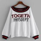Shein Plus Contrast Trim Letter Pattern Jumper
