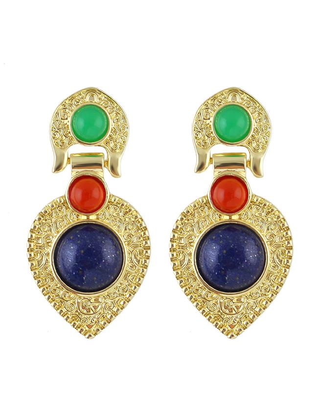 Shein Colorful Gemstone Hanging Stud Earring