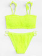 Shein Shirred Ruffle Detail Bikini Set