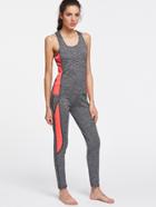 Shein Contrast Space Dye Tank Top With Leggings