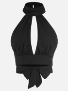 Shein Halterneck Contrast Lace Cut Out Detail Top