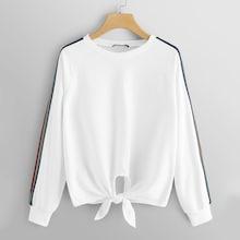 Shein Knot Front Striped Pullover