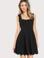 Shein Scalloped Fitted & Flared Tank Dress