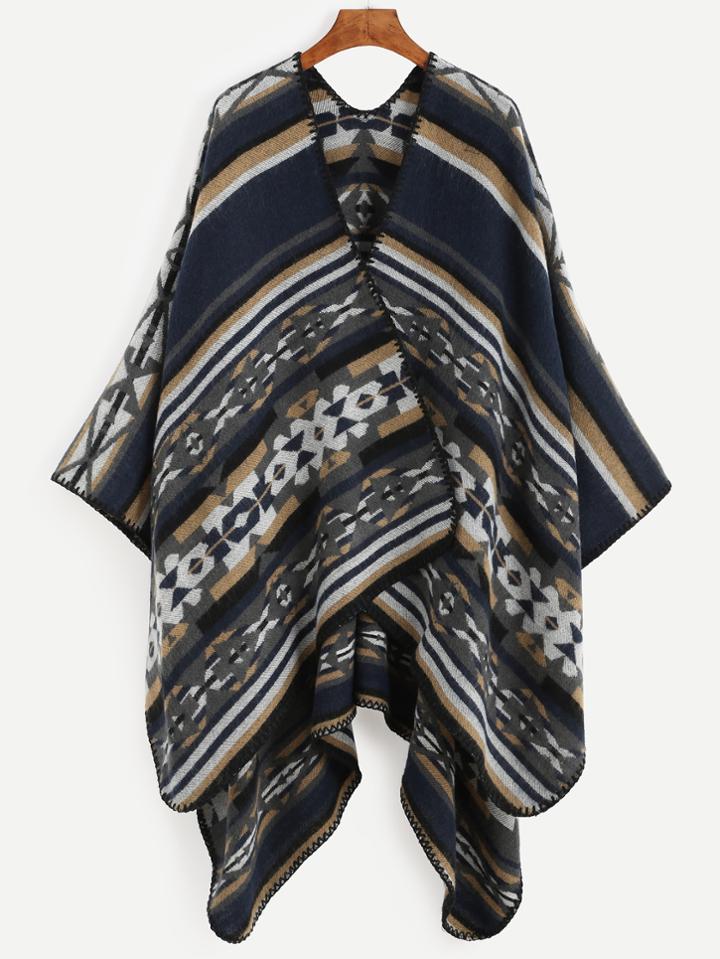 Shein Striped Stitch Detail Cape