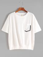 Shein White Slit Side Pocket T-shirt
