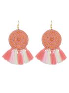 Shein Pink Candy Color Long Tassel Big Hanging Earrings
