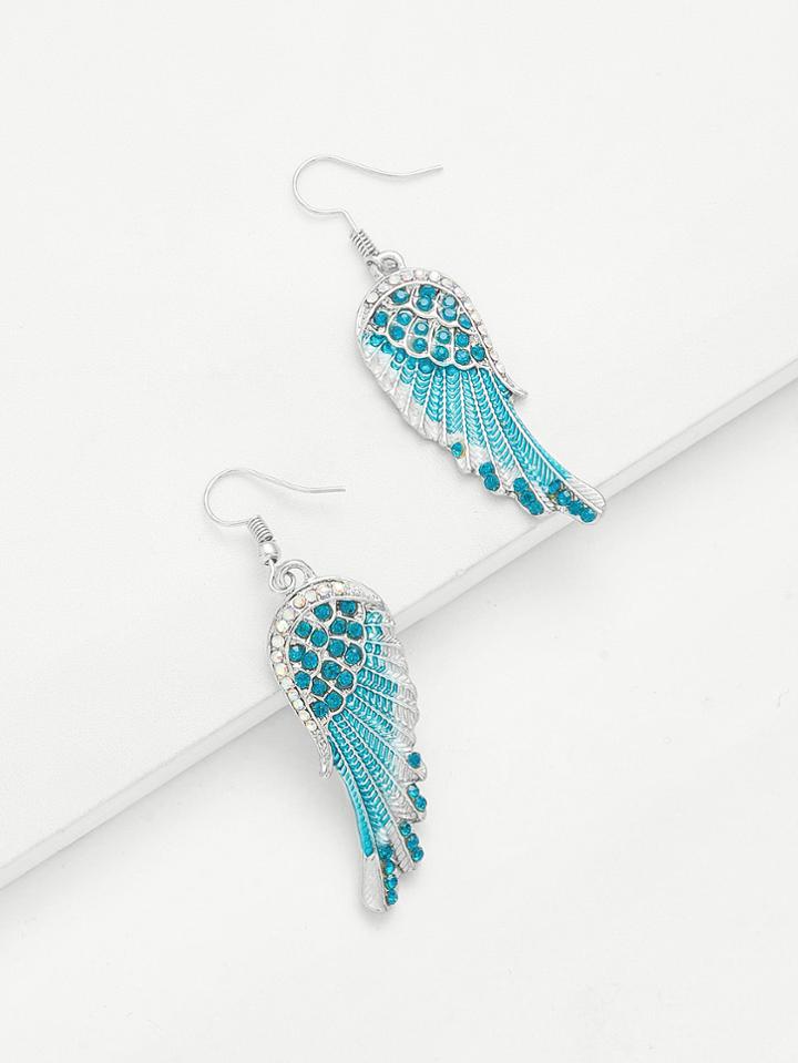 Shein Rhinestone Wing Design Drop Earrings