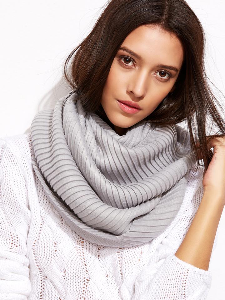 Shein Grey Ribbed Large Scarf