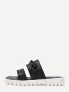 Shein Bow Tie Doulble Strap Flatform Slides - Black