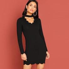 Shein Choker Neck Scalloped Bodycon Dress