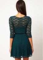 Rosewe Hot Sale Half Sleeve Round Neck Green Lace Dress