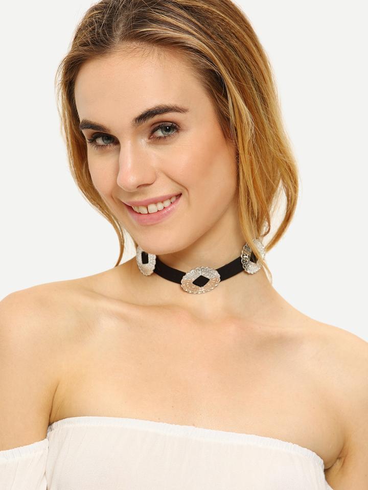 Shein Silver Metal Embellishment Choker Necklace