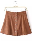 Shein Khaki Vintage Buttons Skirt