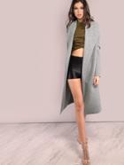 Shein Heather Grey Drape Collar Open Front Coat