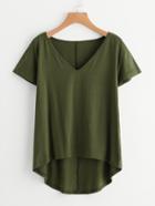 Shein Solid Dip Hem T-shirt