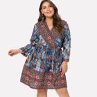 Shein Plus All Over Printed Wrap Dress
