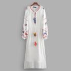 Shein Tassel Tie Embroidery Dress With Cami Dress