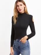 Shein Mock Neck Open Shoulder Slim Fit T-shirt