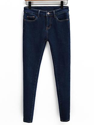 Shein Navy Pockets Slim Denim Pencil Pant