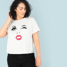 Shein Plus Face Print Tee