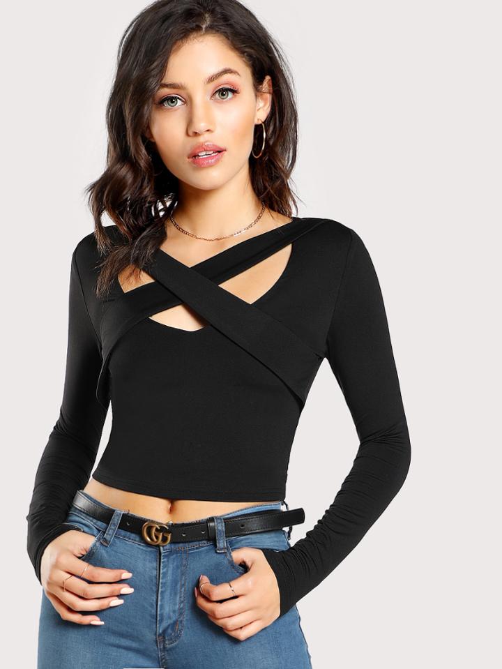 Shein Crisscross Front Crop Top
