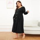 Shein Plus Pocket Front Button Detail Night Dress
