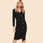 Shein 80s Button Up Fitted Dress