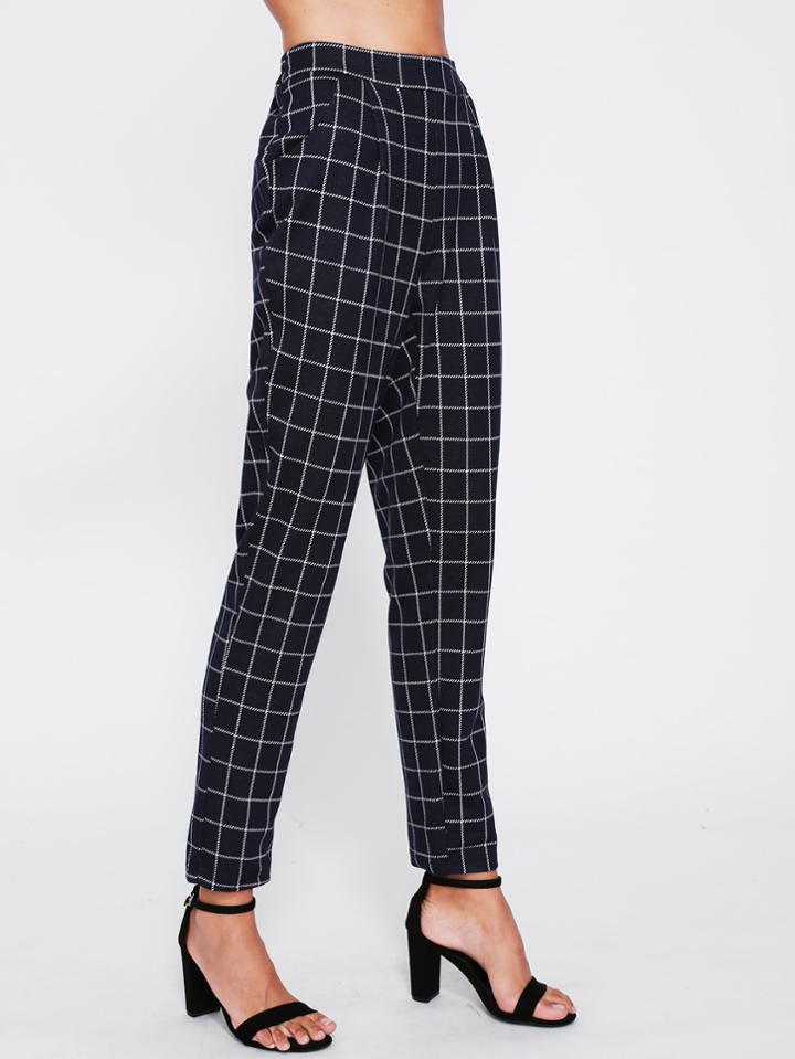Shein High Waist Grid Peg Pants